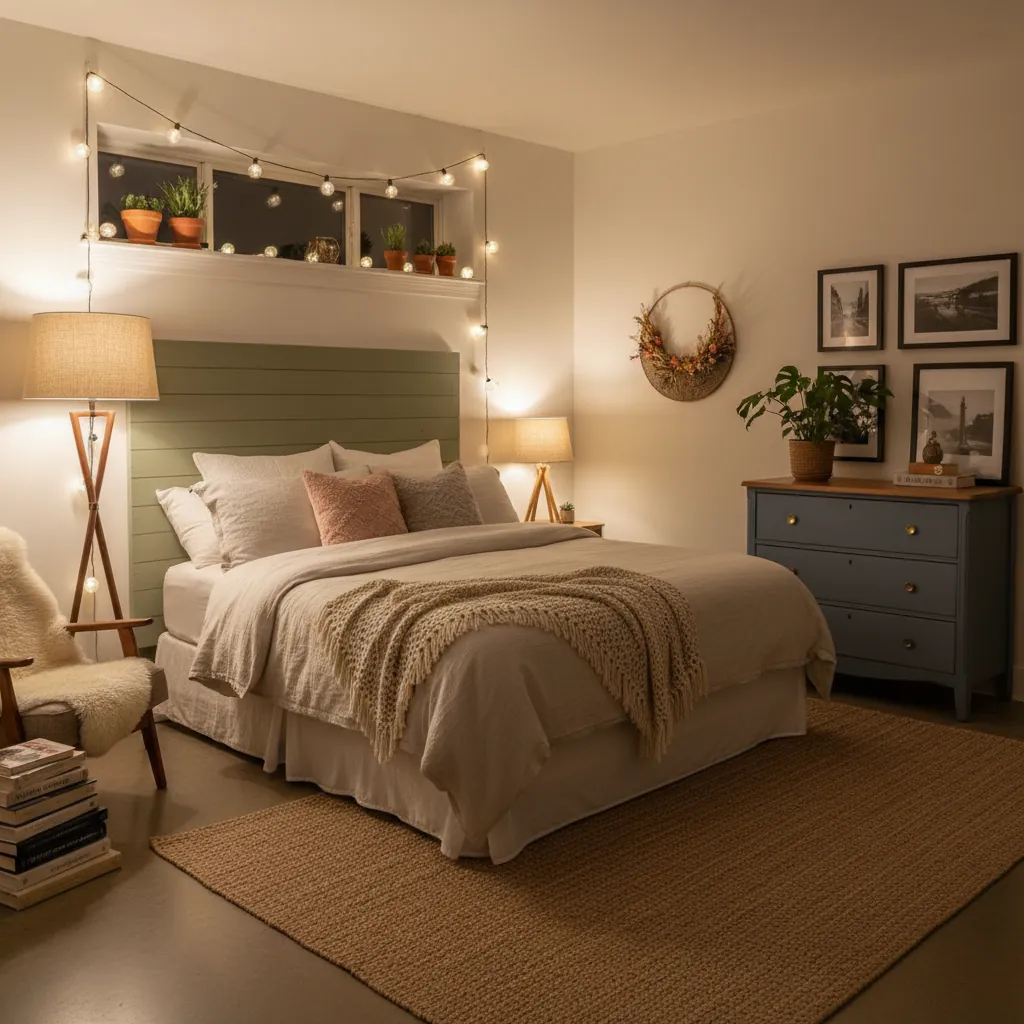Dormitorio acogedor y personalizado, modernizado con un presupuesto ajustado, mostrando ideas creativas para reformas de habitaciones que reflejan la personalidad.